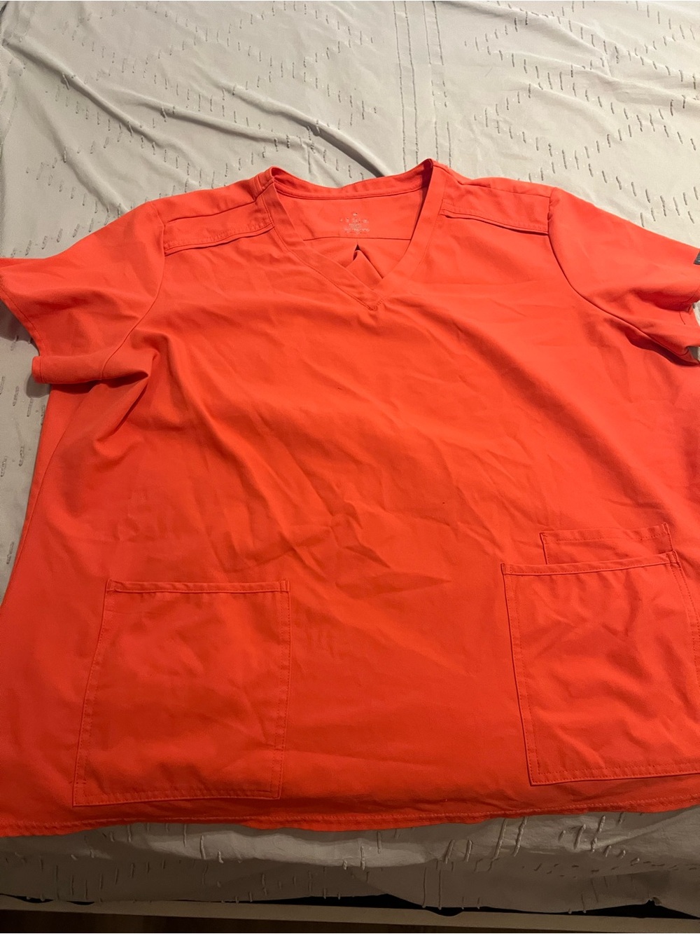 Women’s V-Neck Short Sleeve Shirt in Bright Coral